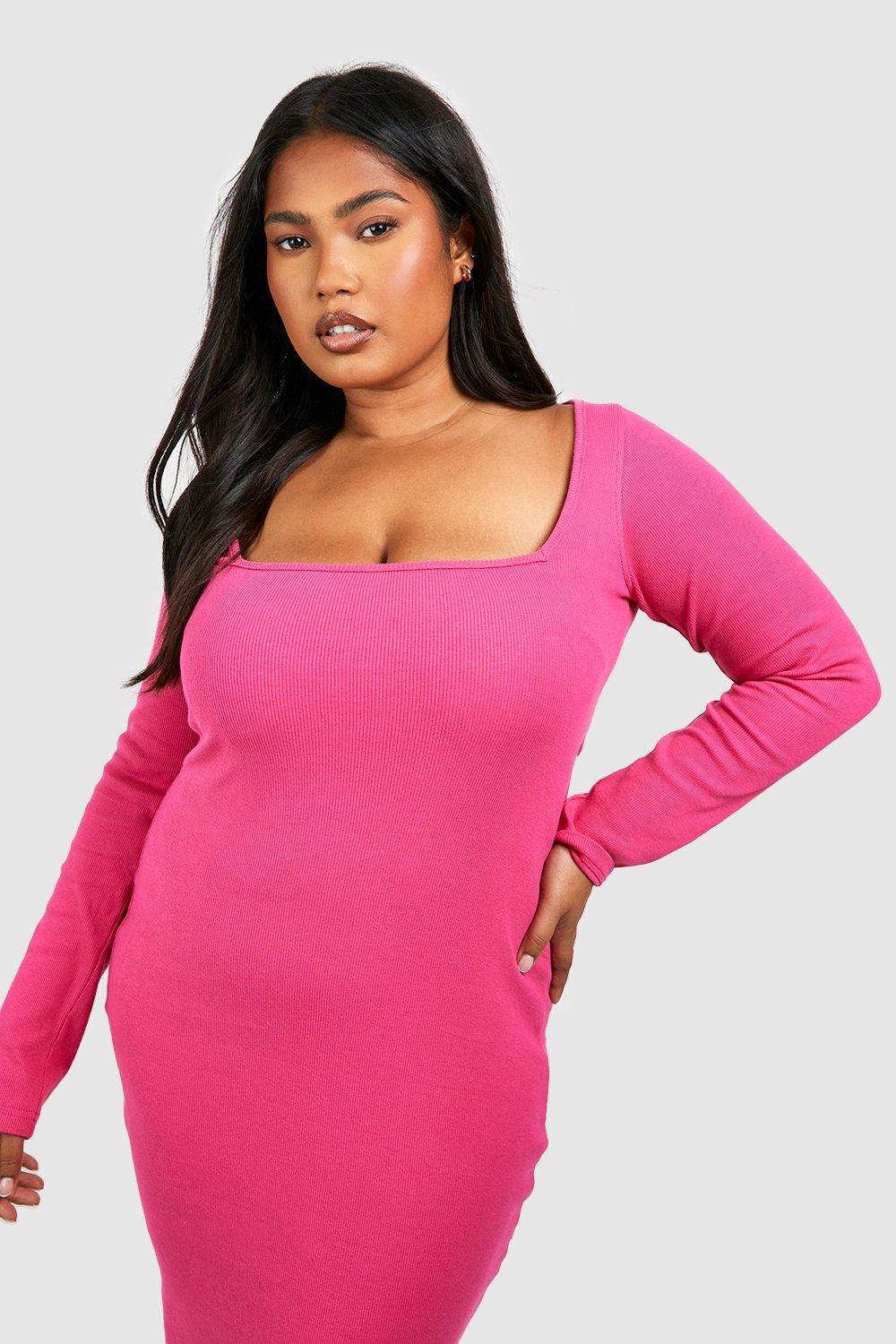 Boohoo pink sale midi dress